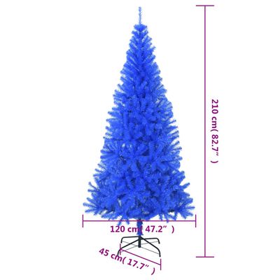 vidaXL Artificial Christmas Tree with Stand Blue 7 ft PVC