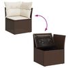 vidaXL Garden Sofa Set Brown with cream white cushions