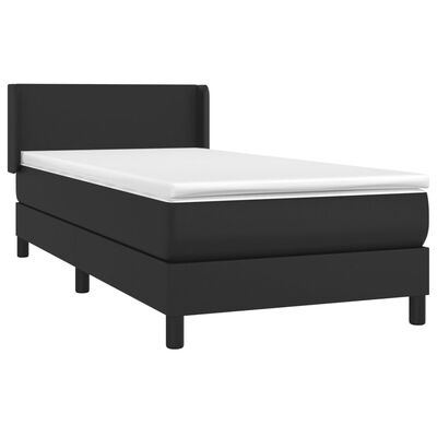 vidaXL Box Spring Bed with Mattress Black Twin Faux Leather