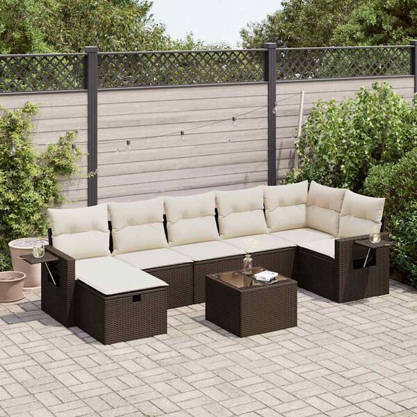 vidaXL Garden Sofa Set Brown PE rattan Large UV-resistant materials
