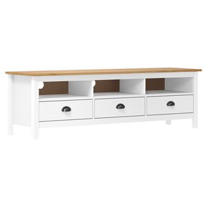 vidaXL TV Cabinet White and honey brown Solid pine wood 62.2 in wide