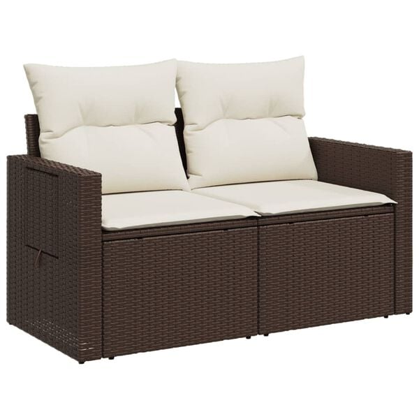 vidaXL Garden Sofa Brown and cream white