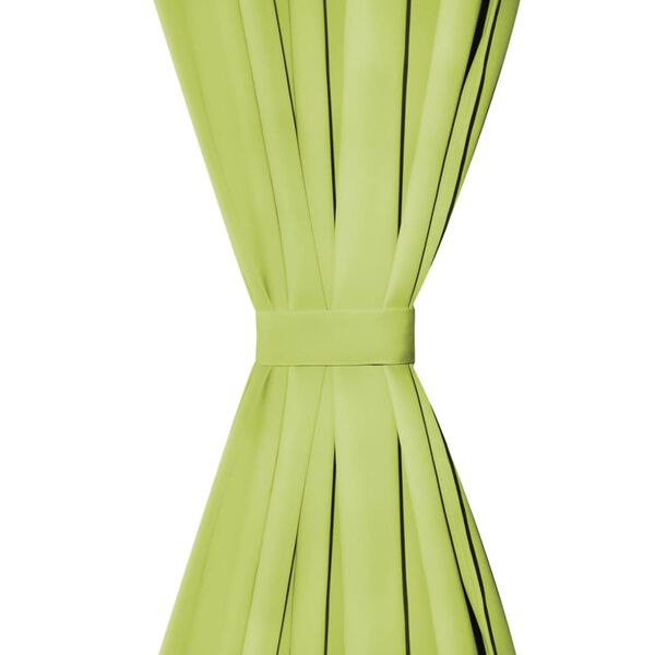 vidaXL Micro-Satin Curtains 2 pcs with Loops 55.1x68.9" Green