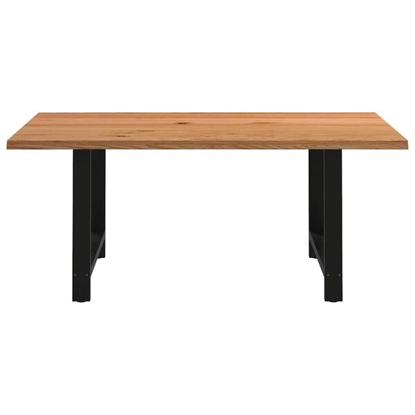 vidaXL Dining Table Light Brown Solid Oak Wood, Powder-Coated Steel