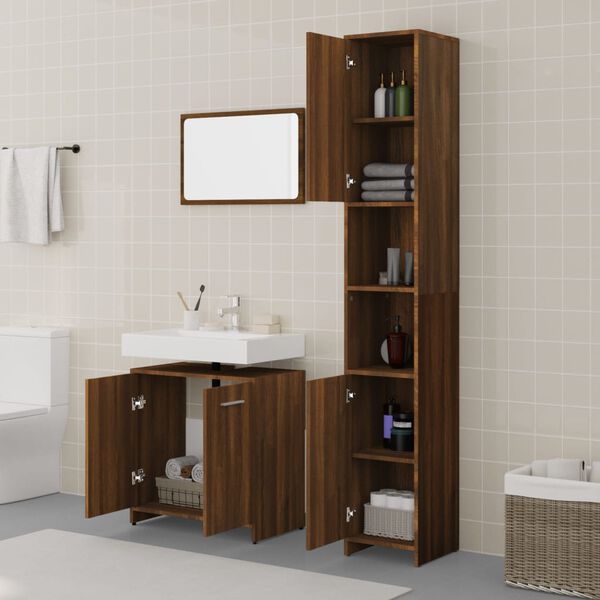 vidaXL Bathroom Furniture Set Brown Oak Engineered Wood Standard
