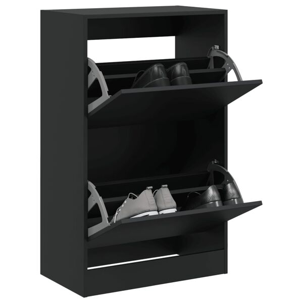 vidaXL Shoe Cabinet Black Engineered wood Compact Shoe Cabinet
