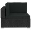 vidaXL Sofa Set Black PE rattan, Powder-coated steel, Polyester