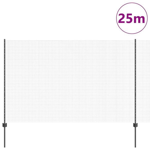vidaXL Fence with Post Grey 4.92 x 82.02 ft Steel