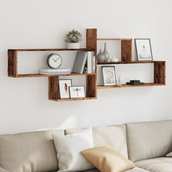vidaXL Wall Shelf Old Wood 65.9x7.1x26.8" Engineered Wood