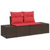 vidaXL Sofa Set with Cushion 3 pcs Brown Poly Rattan