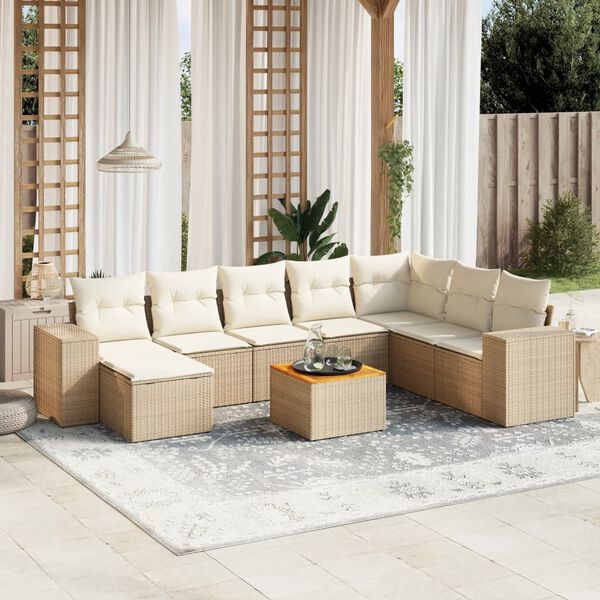 vidaXL Garden Sofa Set Beige PE rattan Large Modular Garden Sofa Set