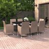 vidaXL Garden Dining Set Beige PE rattan Large Waterproof materials
