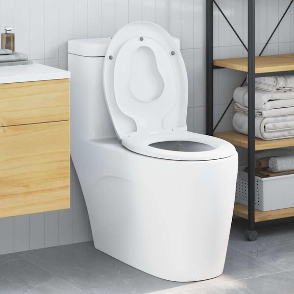 vidaXL Toilet Seat White 17.52 x 14.69 x 1.69 in Duroplast