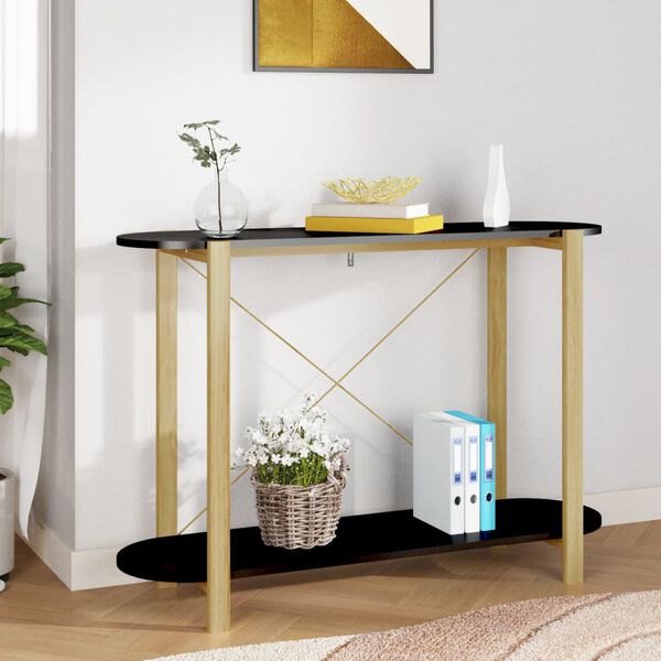 vidaXL Console Table Black Engineered wood, Solid pine wood, Metal Medium
