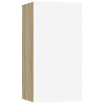 vidaXL TV Cabinet White and Sonoma Oak 12"x11.8"x23.6" Engineered Wood