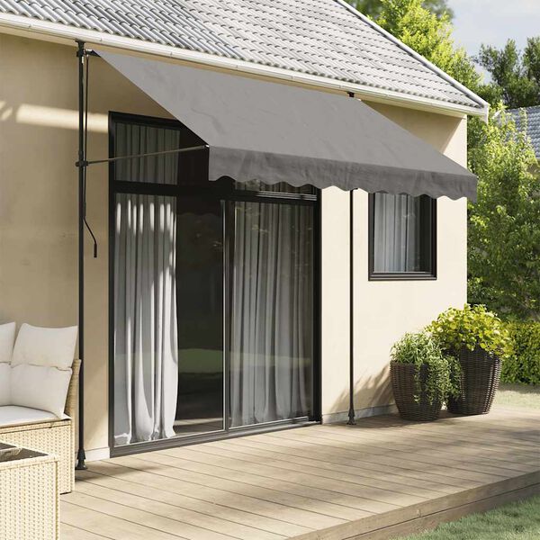 vidaXL Retractable Awning Anthracite Steel, Polyester 98.4 x 59.1 in