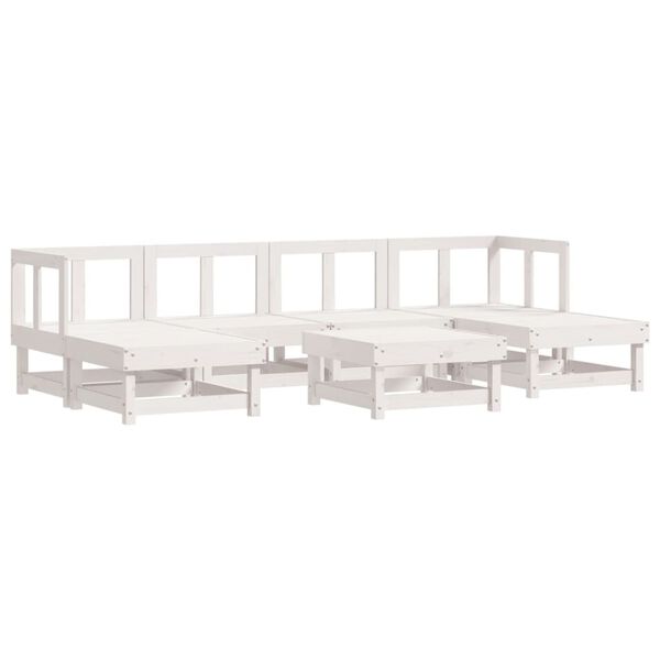 vidaXL Garden Lounge Set White Solid Pine Wood, Plywood Large Modular