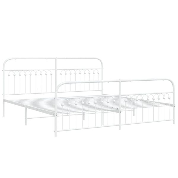 vidaXL Bed Frame White Steel 76 x 80 in Bed Frame Rectangular