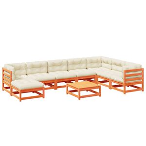 vidaXL Garden Sofa Set Wax brown, Cream