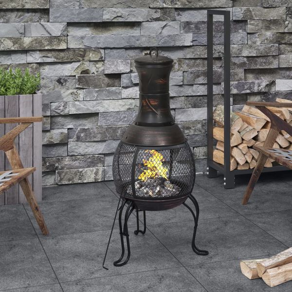 vidaXL Patio Stove with Poker 15.4x15.4x35.4" Steel