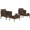 vidaXL Patio Lounge Set Brown Poly Rattan Medium Durable