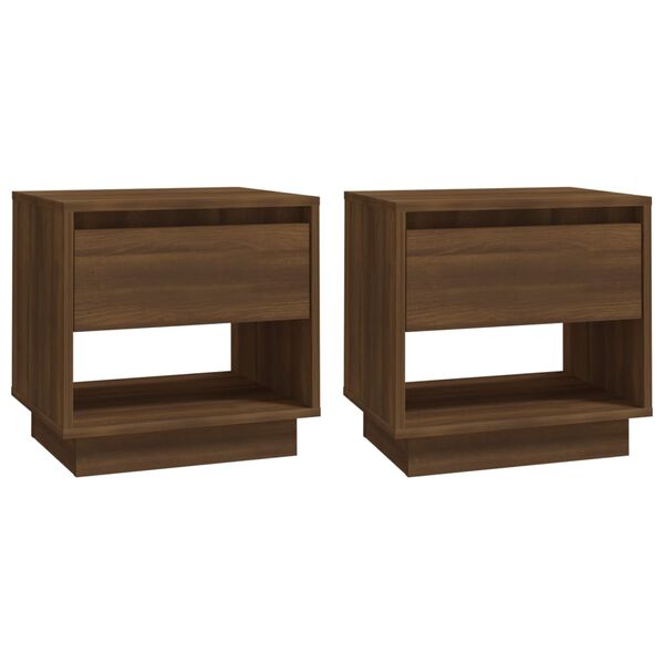 vidaXL Bedside Cabinet Set of 2 Brown Oak Engineered Wood Standard