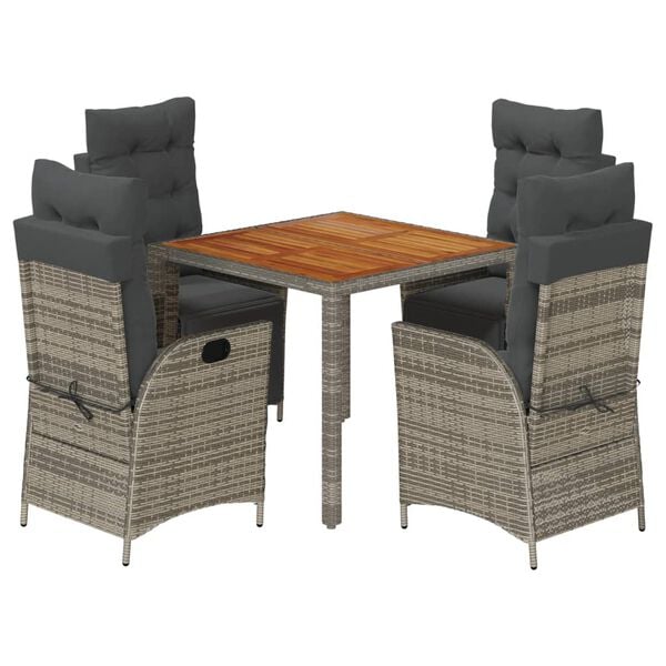 vidaXL Garden Dining Set Grey