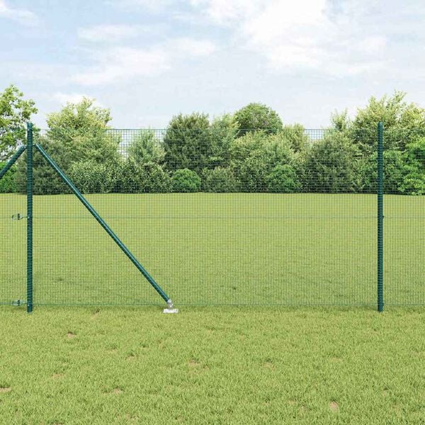 vidaXL Fence with Posts Green 39.4" x 3937.0" Steel