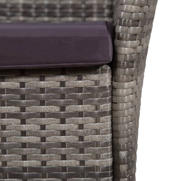 vidaXL Garden Furniture Set Gray Poly Rattan Standard Removable Covers