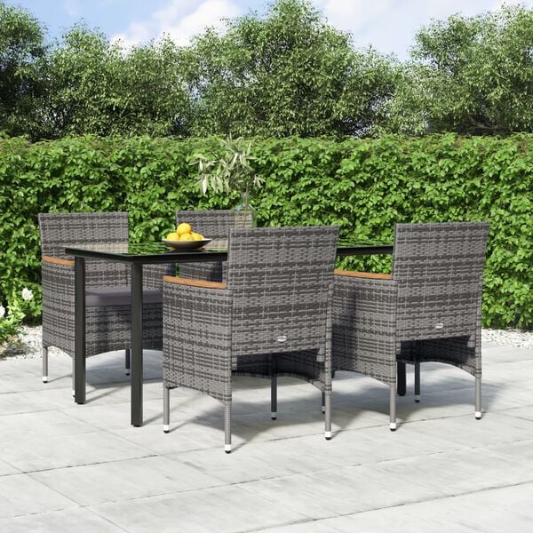 vidaXL Garden Dining Set Grey and Black