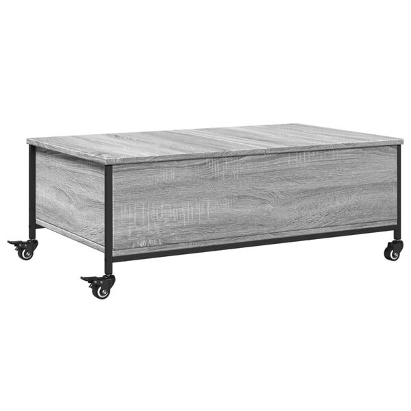 vidaXL Coffee Table Gray Sonoma Engineered Wood Small Rollable