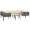 vidaXL Garden Lounge Set Grey, Beige PE Rattan, Steel, 100% Polyester