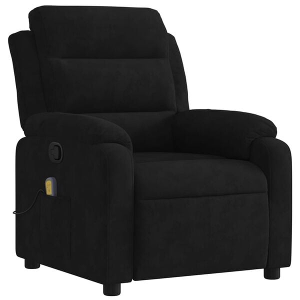 vidaXL Massage Recliner Chair Black Velvet Standard Massage Chair