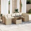 vidaXL Garden Sofa Set Beige PE rattan 8 Piece Adjustable Armrests