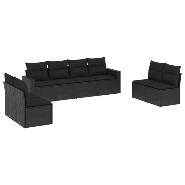 vidaXL Garden Sofa Set Black Poly Rattan Large Adjustable Feet
