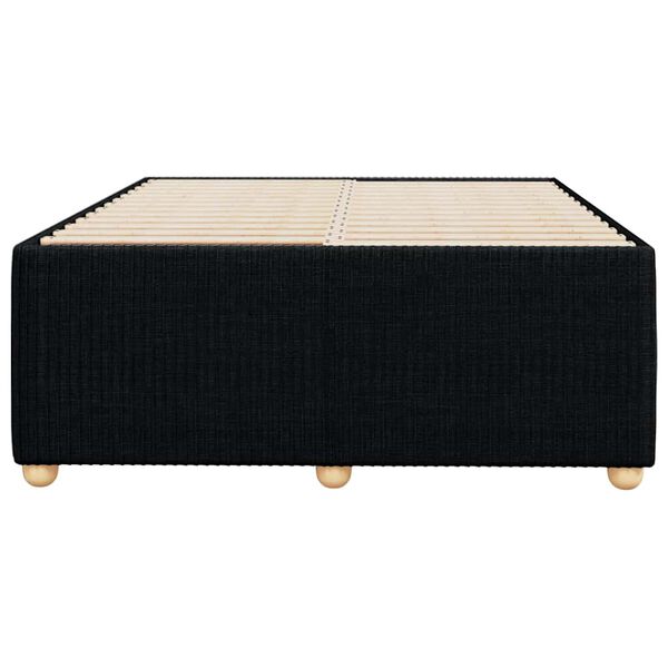 vidaXL Bed Frame Black Polyester, Plywood, Engineered wood, Solid pine wood