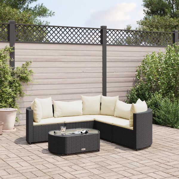 vidaXL Patio Sofa Set Set of 5 Black PE rattan 6 Piece Set