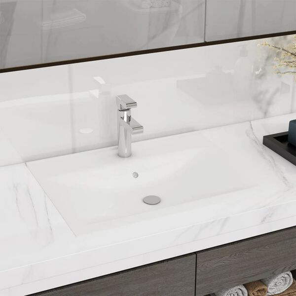 vidaXL Luxury Basin with Faucet Hole Matt White 23.6x18.1" Ceramic