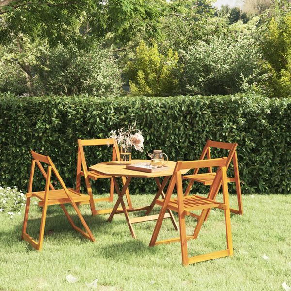 vidaXL Garden Chair Set of 4 Natural Wood Solid Acacia Wood Standard