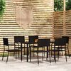 vidaXL Garden Dining Set Black Powder-coated steel, glass, PE rattan