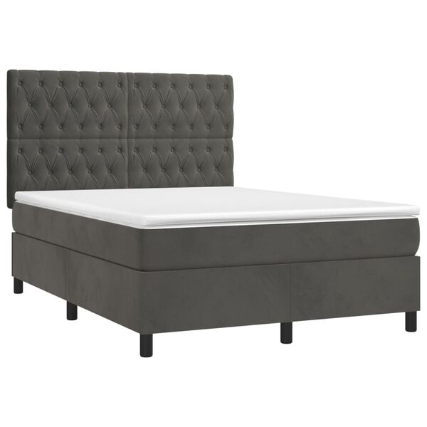 vidaXL Box Spring Bed Dark grey, White