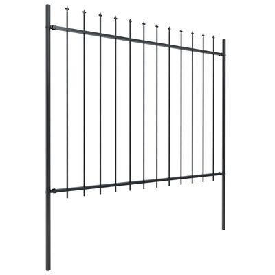 vidaXL Garden Fence with Spear Top Steel 602.4"x59.1" Black