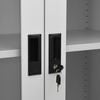 vidaXL Office Cabinet Light Grey Steel, Tempered Glass Large