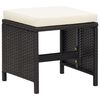 vidaXL Garden Stool Black and Cream White PE Rattan and Powder-Coated Steel