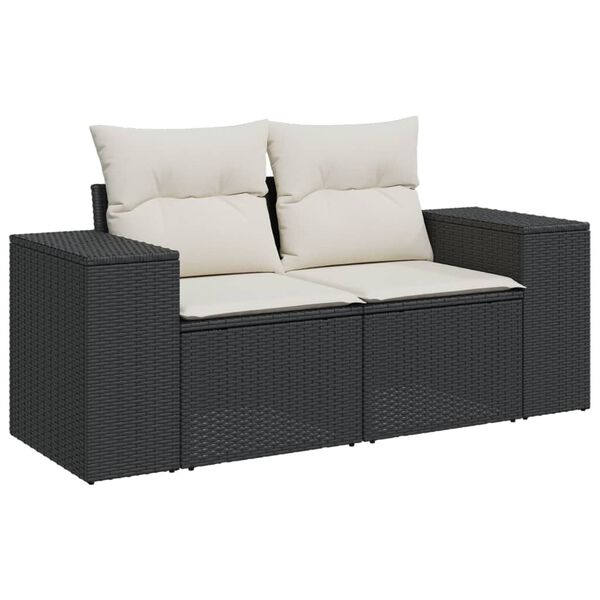 vidaXL Garden Sofa Set Black, Cream White