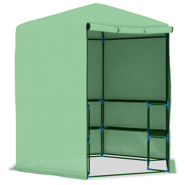 vidaXL Greenhouse Green PE mesh fabric, powder-coated steel 89.4 x 87.8 in