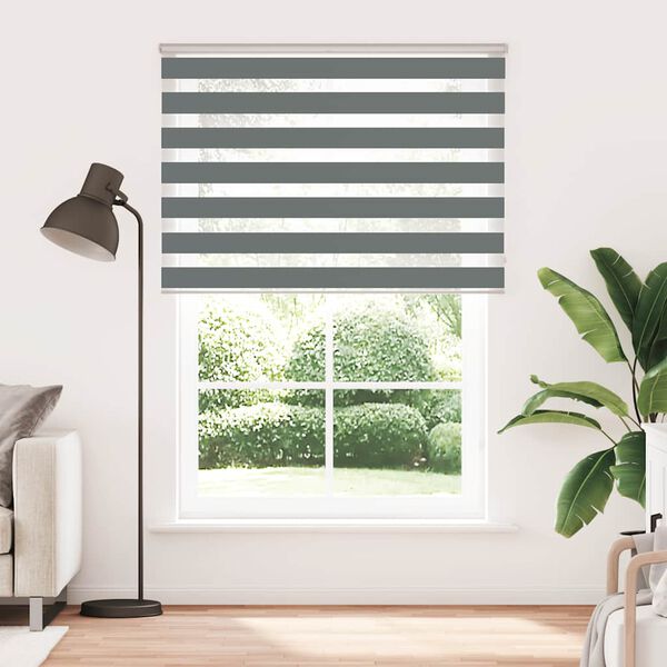 vidaXL Zebra Blind Dark Grey 100% Polyester 61.0 in wide by 90.6 in high