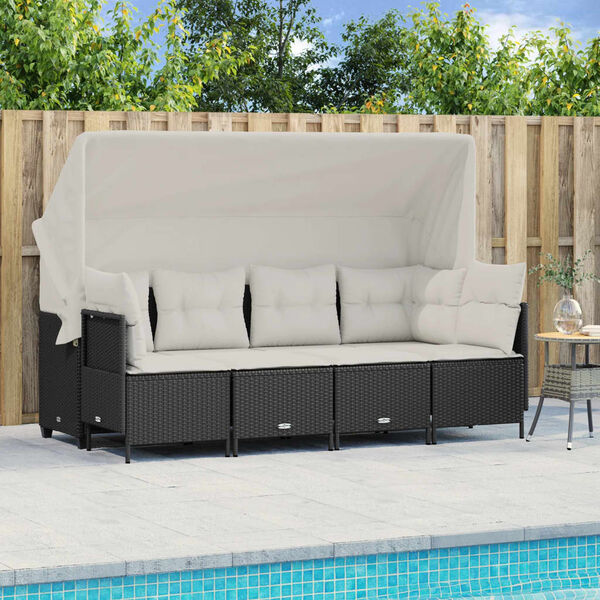 vidaXL Garden Sofa Set Black, Cream white