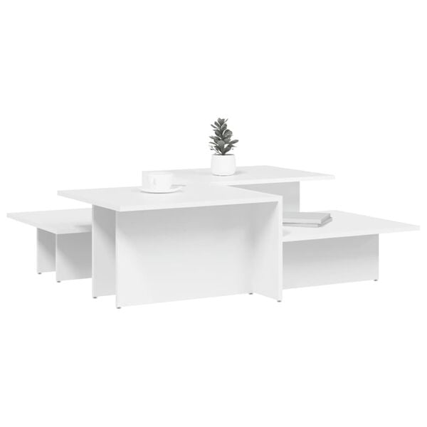 vidaXL Coffee Table Set of 2 White Engineered wood Standard
