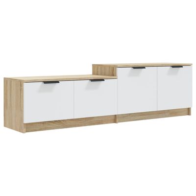 vidaXL TV Stand White and Sonoma Oak 62.4"x14.2"x17.7" Engineered Wood
